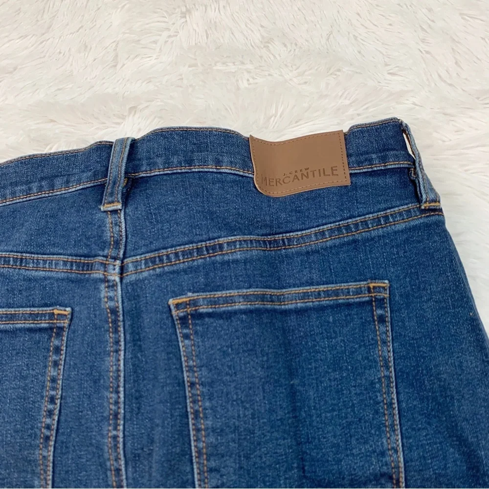 J‎ Crew Raw edge floral embroidered denim a-line mini skirt in blue
